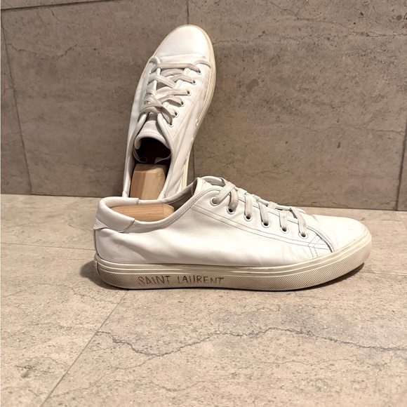 Men's White Leather Saint Laurent Sneakers - Picture 4 of 6